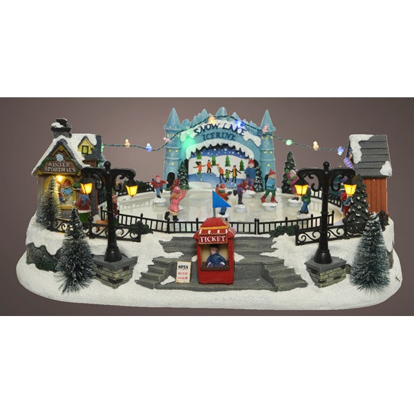 Lumineo Kersttafereel | Lumineo | Schaatsbaan (18 leds, Polyetheen, Bewegend, Licht, Muziek, Binnen) 485063 K150303379 - 2