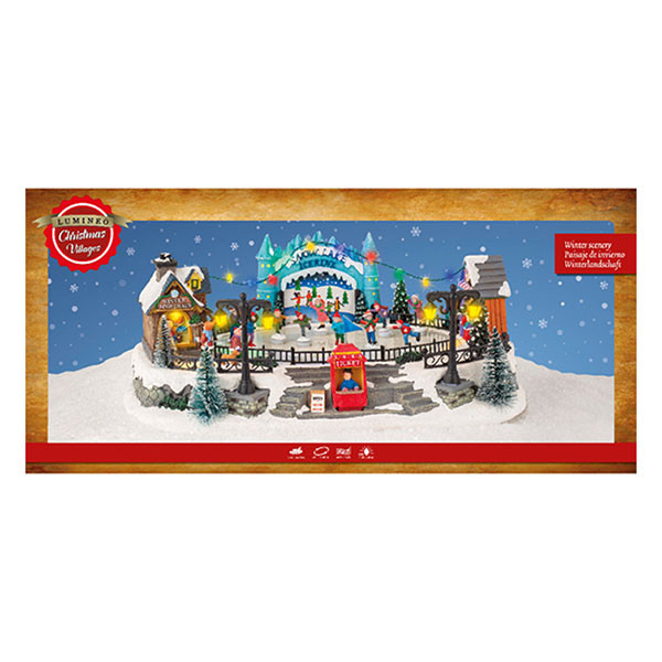 Lumineo Kersttafereel | Lumineo | Schaatsbaan (18 leds, Polyetheen, Bewegend, Licht, Muziek, Binnen) 485063 K150303379 - 3
