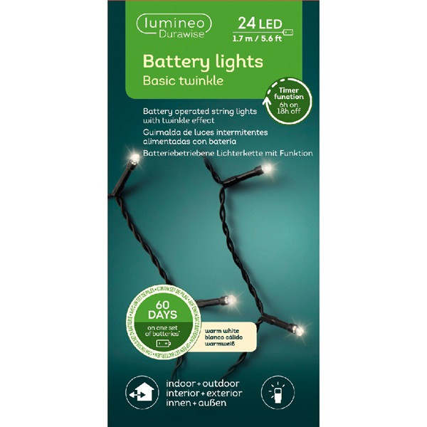 Lumineo Kerstverlichting op batterijen | 2.25 meter | Lumineo (24 leds, Timer, 8 lichtfuncties, Binnen/Buiten, Warm wit) 497101 K151000530 - 7