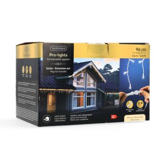 Lumineo Koppelbare kerstverlichting | IJspegel | Lumineo | Pro-Lights | 3.6 meter (96 leds, Buiten, Warm wit, Wit snoer) 493715 K151200139 - 5