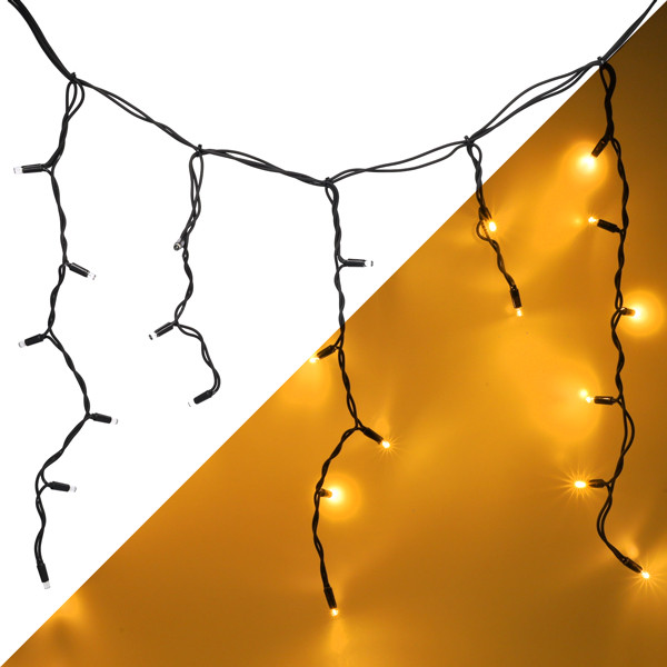 Lumineo Koppelbare kerstverlichting | IJspegel | Lumineo | Pro-Lights | 3.6 meter (96 leds, Buiten, Warm wit, Zwart snoer) 493713 K151200137 - 1