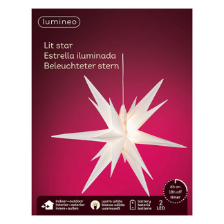 Lumineo Kunststof kerstster | Lumineo | Ø 30 cm (Led, Batterijen, Binnen/buiten, Wit) 490699 K151200164 - 3