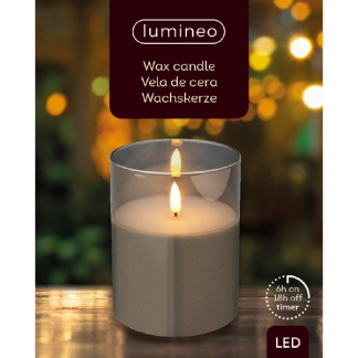 Lumineo LED kaars | 13 cm | Lumineo (In glas, Timer, Smokey) 485357 K151000090 - 