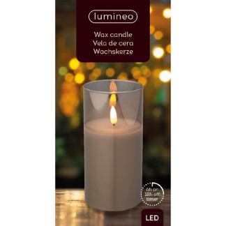 Lumineo LED kaars | 15 cm | Lumineo (In glas, Timer, Smokey) 485352 K151000085 - 