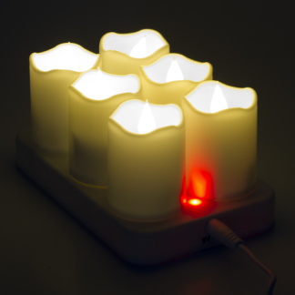 Lumineo LED kaars | Lumineo | 6 stuks (Stompkaars, Bewegende vlam, Oplaadbaar, Wit) 486717 K150303994 - 