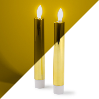 Lumineo Led dinerkaars | Lumineo | 17 cm | (Bewegende vlam, Batterijen, Goud) 487392 K150303164 - 1