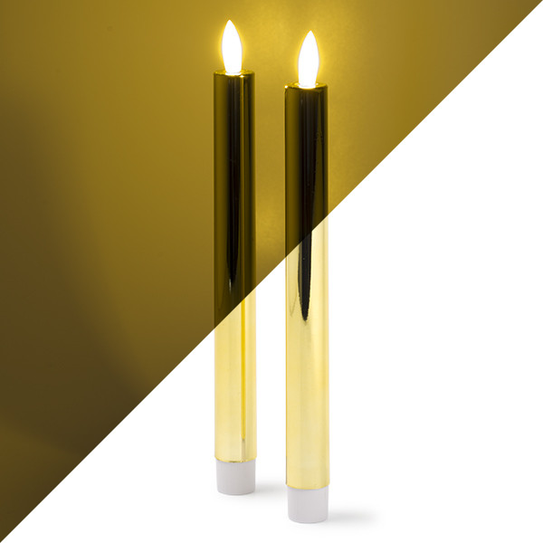 Lumineo Led dinerkaars | Lumineo | 24.5 cm | (Bewegende vlam, Batterijen, Goud) 487391 K150303163 - 1