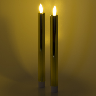 Lumineo Led dinerkaars | Lumineo | 24.5 cm | (Bewegende vlam, Batterijen, Goud) 487391 K150303163 - 2