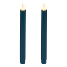Lumineo Led dinerkaars | Lumineo | 24 cm | 2 stuks (Bewegende vlam, Batterijen, Warm wit licht, Emerald) 480746 K151001755 - 1
