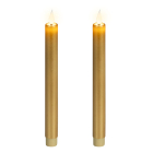 Lumineo Led dinerkaars | Lumineo | 24 cm | 2 stuks (Bewegende vlam, Batterijen, Warm wit licht, Goud) 480712 K151001743 - 1