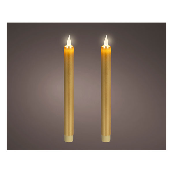 Lumineo Led dinerkaars | Lumineo | 24 cm | 2 stuks (Bewegende vlam, Batterijen, Warm wit licht, Goud) 480712 K151001743 - 2