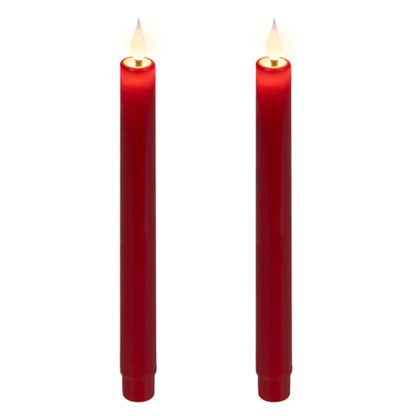 Lumineo Led dinerkaars | Lumineo | 24 cm | 2 stuks (Bewegende vlam, Batterijen, Warm wit licht, Rood) 480691 K151001739 - 1