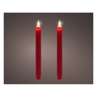 Lumineo Led dinerkaars | Lumineo | 24 cm | 2 stuks (Bewegende vlam, Batterijen, Warm wit licht, Rood) 480691 K151001739 - 2