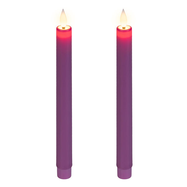 Lumineo Led dinerkaars | Lumineo | 24 cm | 2 stuks (Bewegende vlam, Batterijen, Warm wit licht, Roze) 480738 K151001751 - 1