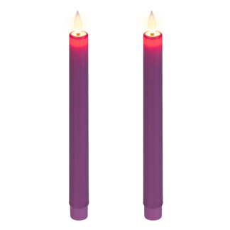 Lumineo Led dinerkaars | Lumineo | 24 cm | 2 stuks (Bewegende vlam, Batterijen, Warm wit licht, Roze) 480738 K151001751 - 1