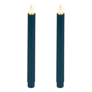 Lumineo Led dinerkaars | Lumineo | 24 cm | 2 stuks (Bewegende vlam, Batterijen, Warm wit licht, Smaragd) 480746 K151001755 - 1