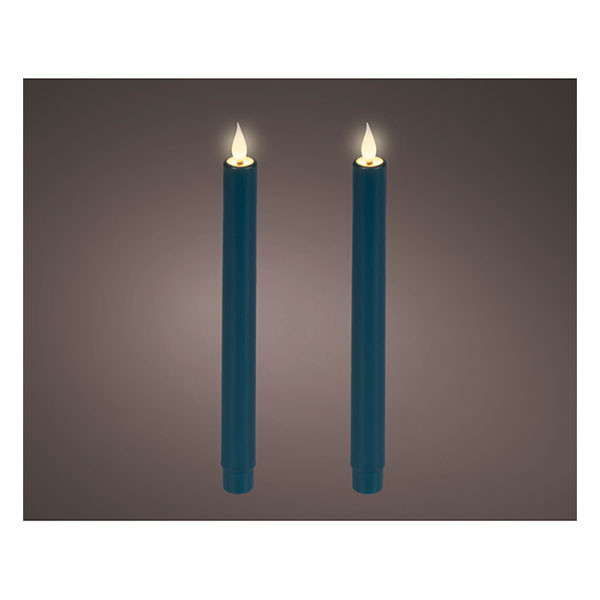 Lumineo Led dinerkaars | Lumineo | 24 cm | 2 stuks (Bewegende vlam, Batterijen, Warm wit licht, Smaragd) 480746 K151001755 - 2