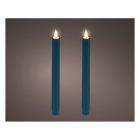 Lumineo Led dinerkaars | Lumineo | 24 cm | 2 stuks (Bewegende vlam, Batterijen, Warm wit licht, Smaragd) 480746 K151001755 - 2