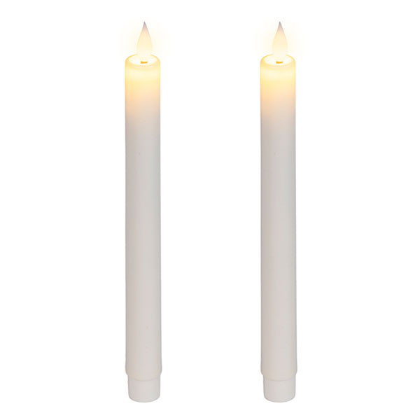 Lumineo Led dinerkaars | Lumineo | 24 cm | 2 stuks (Bewegende vlam, Batterijen, Warm wit licht, Wit) 480679 K151001735 - 1