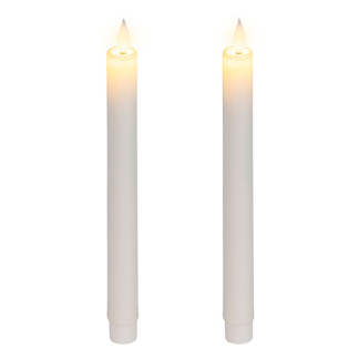 Lumineo Led dinerkaars | Lumineo | 24 cm | 2 stuks (Bewegende vlam, Batterijen, Warm wit licht, Wit) 480679 K151001735