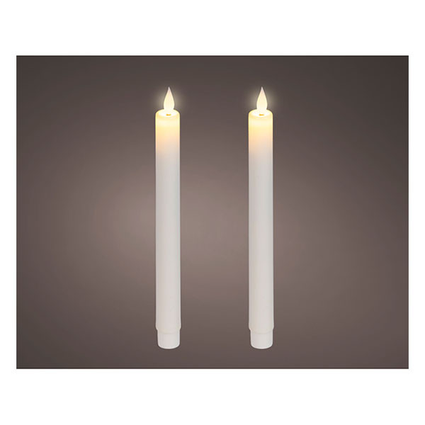 Lumineo Led dinerkaars | Lumineo | 24 cm | 2 stuks (Bewegende vlam, Batterijen, Warm wit licht, Wit) 480679 K151001735 - 2