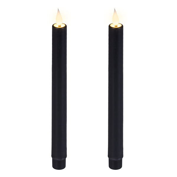 Lumineo Led dinerkaars | Lumineo | 24 cm | 2 stuks (Bewegende vlam, Batterijen, Warm wit licht, Zwart) 480717 K151001747 - 1