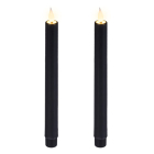Lumineo Led dinerkaars | Lumineo | 24 cm | 2 stuks (Bewegende vlam, Batterijen, Warm wit licht, Zwart) 480717 K151001747 - 1