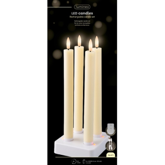 Lumineo Led dinerkaars | Lumineo | 4 stuks (Bewegende vlam, Oplaadbaar, Timer, Wax, Crème) 487485 K150303169 - 2