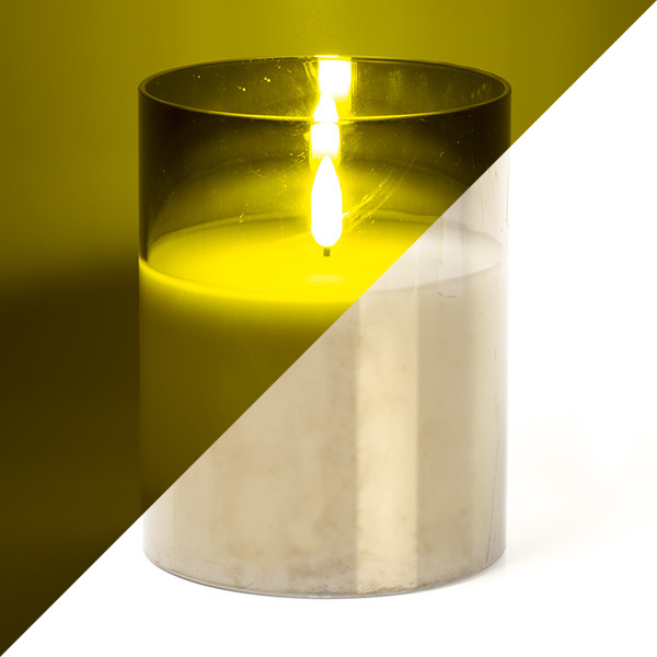 Lumineo Led kaars | 13 cm | Lumineo (In glas, Timer, Smokey) 485357 K151000090 - 1
