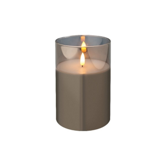 Lumineo Led kaars | 15 cm | Lumineo (In glas, Timer, Smokey) 485358 K151000091 - 2