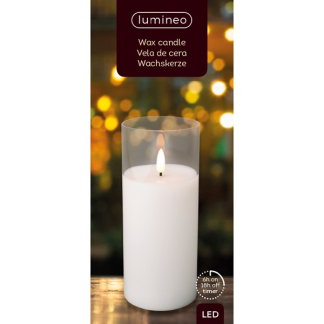 Lumineo Led kaars | 18 cm | Lumineo (In glas, Timer, Wit) 485350 K151000083 - 3