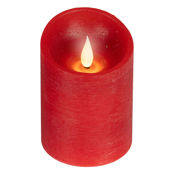 Lumineo Led kaars | Lumineo | Ø7.5 x 10.5 cm (Bewegende vlam, Batterijen, Warm wit licht, Rood) 480680 K151001736 - 1