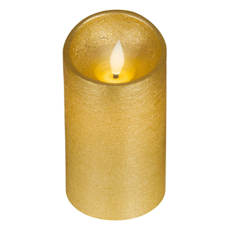 Lumineo Led kaars | Lumineo | Ø7.5 x 13.5 cm (Bewegende vlam, Batterijen, Warm wit licht, Goud) 480709 K151001741 - 1