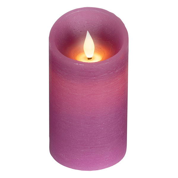 Lumineo Led kaars | Lumineo | Ø7.5 x 13.5 cm (Bewegende vlam, Batterijen, Warm wit licht, Roze) 480732 K151001749 - 1