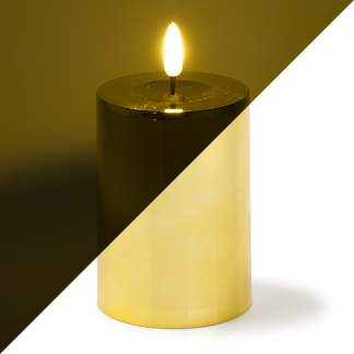 Lumineo Led kaars | Lumineo | Ø 7 x 12.5 cm (Bewegende vlam, Batterijen, Timer, Goud) 487388 K150303160 - 1