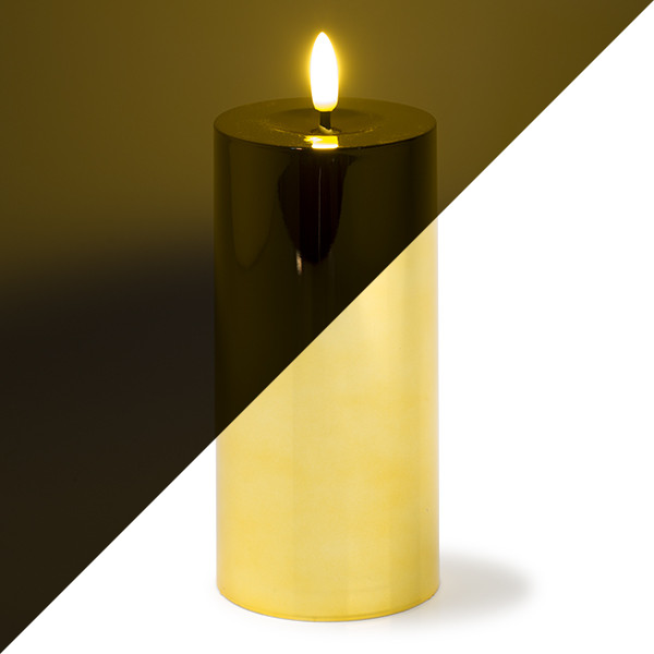Lumineo Led kaars | Lumineo | Ø 7 x 17.5 cm (Bewegende vlam, Batterijen, Timer, Goud) 487390 K150303162 - 1