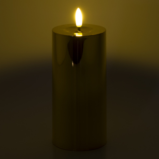 Lumineo Led kaars | Lumineo | Ø 7 x 17.5 cm (Bewegende vlam, Batterijen, Timer, Goud) 487390 K150303162 - 2