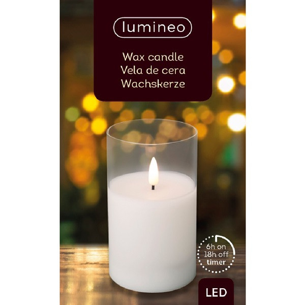 Lumineo Led kaars | Lumineo | 13 cm (In glas, Timer, Wit) 485348 K151000081 - 3