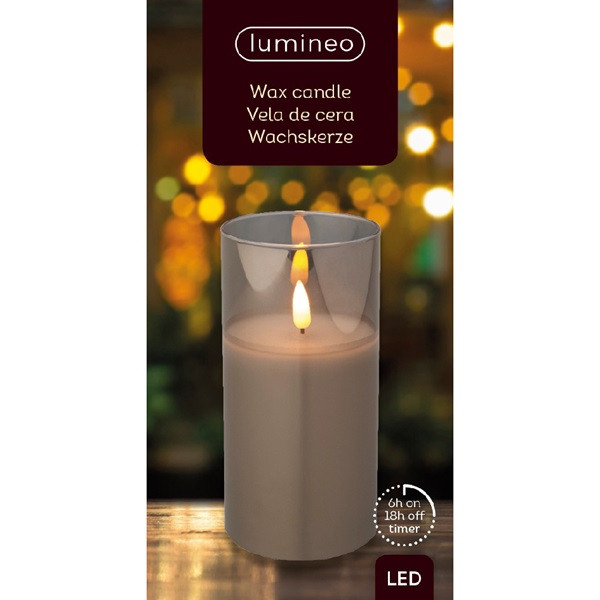 Lumineo Led kaars | Lumineo | 15 cm (In glas, Timer, Smokey) 485352 K151000085 - 3