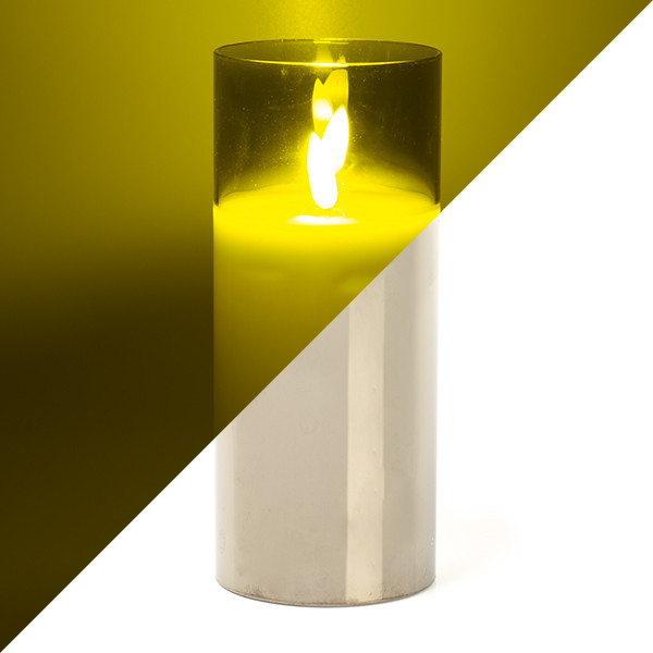 Lumineo Led kaars | Lumineo | 18 cm (In glas, Timer, Smokey) 485353 K151000086 - 1