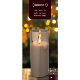 Lumineo Led kaars | Lumineo | 18 cm (In glas, Timer, Smokey) 485353 K151000086 - 3