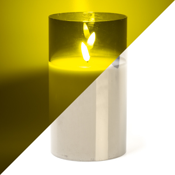 Lumineo Led kaars | Lumineo | 18 cm (In glas, Timer, Smokey) 485359 K151000092 - 1