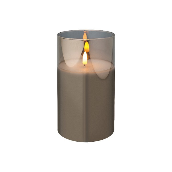 Lumineo Led kaars | Lumineo | 18 cm (In glas, Timer, Smokey) 485359 K151000092 - 2