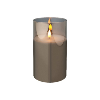 Lumineo Led kaars | Lumineo | 18 cm (In glas, Timer, Smokey) 485359 K151000092 - 2