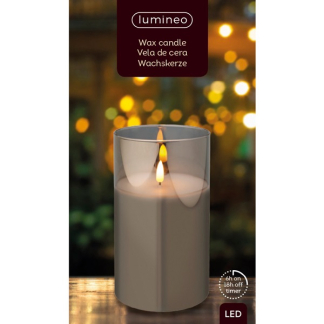 Lumineo Led kaars | Lumineo | 18 cm (In glas, Timer, Smokey) 485359 K151000092 - 3