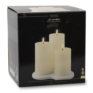 Lumineo Led kaars | Lumineo | 3 stuks (Bewegende vlam, Oplaadbaar, Crème) 487481 K150303166 - 5