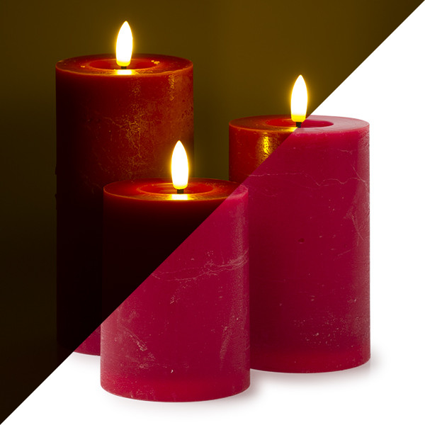 Lumineo Led kaars | Lumineo | 3 stuks (Bewegende vlam, Oplaadbaar, Rood) 487482 K150303167 - 1