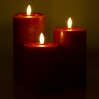 Lumineo Led kaars | Lumineo | 3 stuks (Bewegende vlam, Oplaadbaar, Rood) 487482 K150303167 - 2