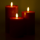 Lumineo Led kaars | Lumineo | 3 stuks (Bewegende vlam, Oplaadbaar, Rood) 487482 K150303167 - 2