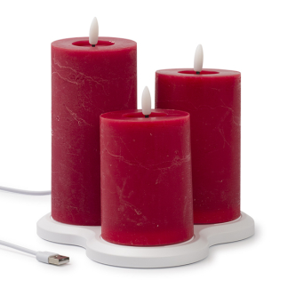 Lumineo Led kaars | Lumineo | 3 stuks (Bewegende vlam, Oplaadbaar, Rood) 487482 K150303167 - 4